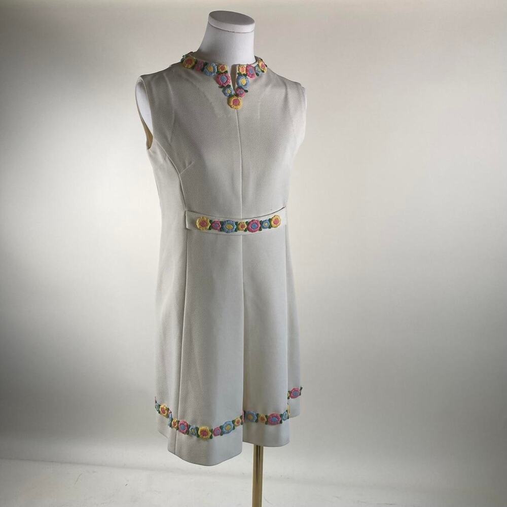 1960s floral embroidered  midi dress